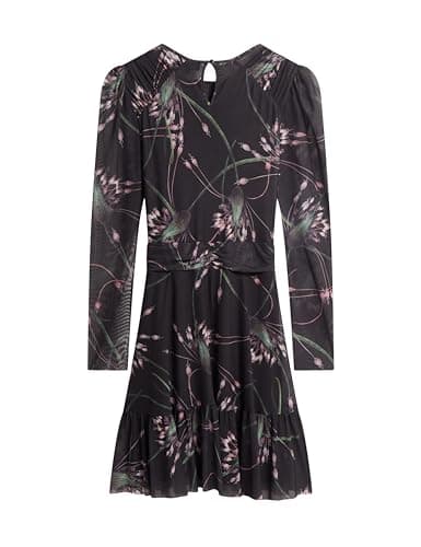 Image of Ted Baker London sannde-Gathered Shoulder mesh mini Dress, Black