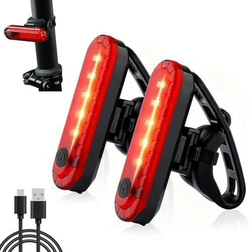 Image of 2 Pack LED Rear Bike Tail Lights Ultra Bright USB Rechargeable Bicycle Taillights Red Bike Back Light IPX4 Waterproof for Cycling Helmet Backpack Safety Warning Strobe Flashlight 4 Light Modes Battery