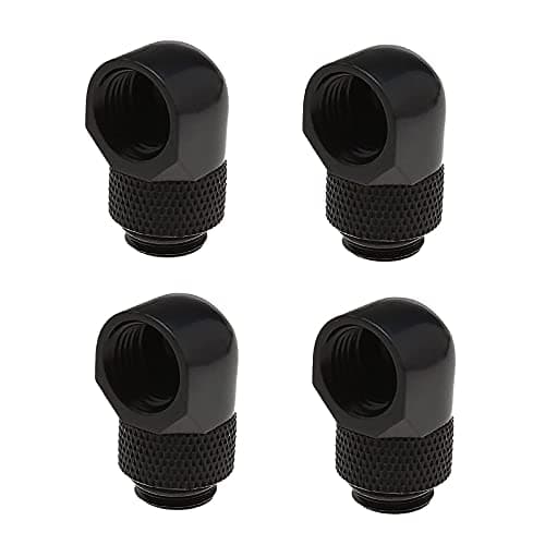 Image of The Lord of the Tools 4x 90 Degree G1/4 Thread Elbow Tube Fitting Connector Chrome Plated Brass for PC Water Cooling System Soft and Hard Pipe