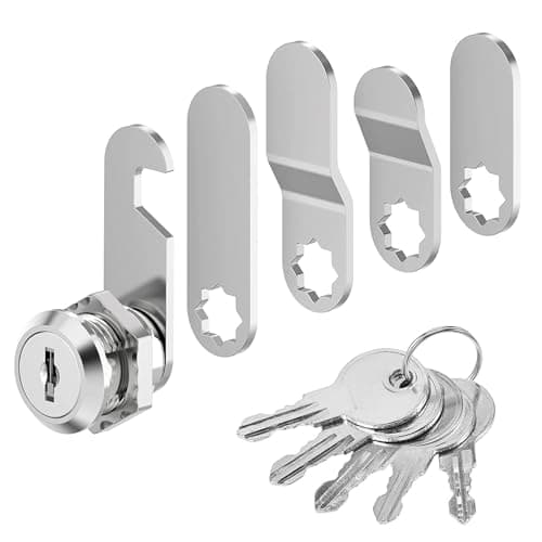 Image of 20 mm Letterbox Lock, Security Mailbox Lock 5 Keys, Toolbox Door Cupboard Locks, with 5 Different Lock Plates, for Cupboard Doors, Furniture