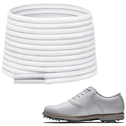 Image of NDTEZUGT 2.5mm Shoelaces for FootJoy Golf Shoes, Thin Round Oxford Polyester Tear-Resistant Replacement Boots Shoe Laces (White,39"/100cm)