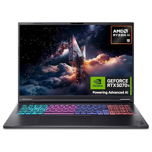 Image of Acer Nitro 18 AN18-61 Gaming Laptop - AMD Ryzen AI 9 365, 32GB, 1TB SSD, NVIDIA GeForce RTX 5070Ti, 18" WQXGA 165Hz, Windows 11, Black