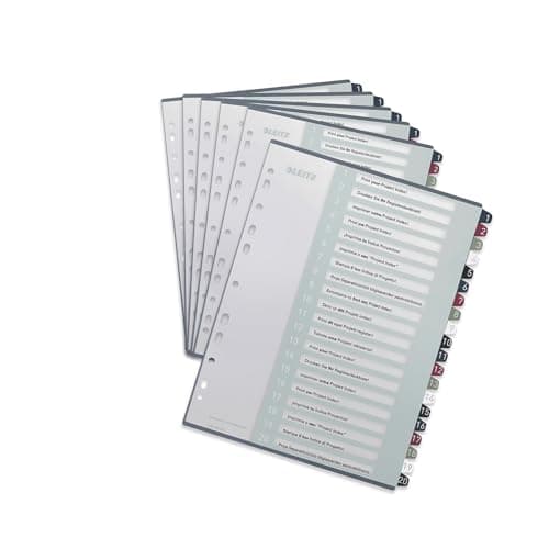 Image of Leitz 1-20 Index, A4, PC Printable, Heavy Duty Plastic, Extra Wide, 12390000 - Multi-Colour