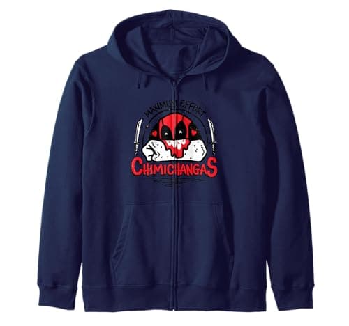 Image of Marvel Deadpool Maximum Effort Chimichanga's Distressed Funny Zip Hoodie