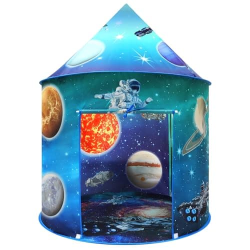 Image of Kids Astronaut Galaxy Play Tent - Large Pop-Up Space Playhouse for Boys and Girls, Indoor/Outdoor Foldable Tent, for Toddlers and Children
