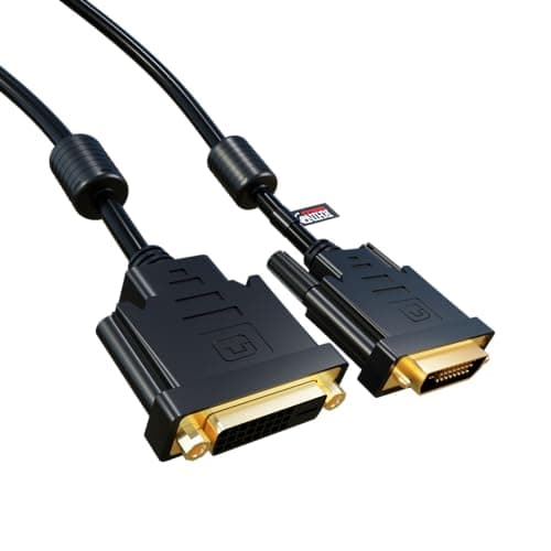 Image of rhinocables - DVI-D Dual Link Extension Cable | 24+1 Pin for Digital Video | Gold-Flashed Contacts | Enhanced Signal Integrity | Computer Monitors, TV, Gaming, Projector, Black, 2m