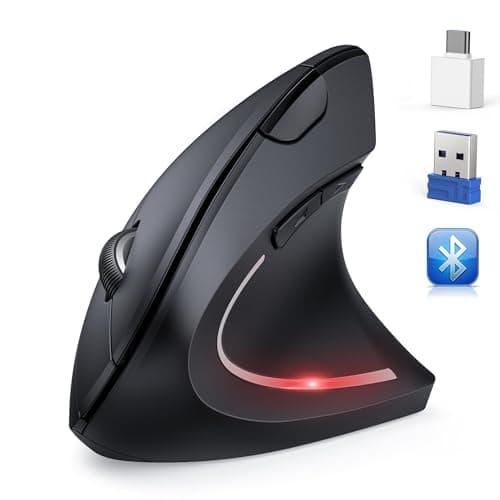 Image of TECKNET Ergonomic Mouse, Wireless Bluetooth Mouse with Jiggler, BT5.0/3.0+USB & Type C Vertical Mouse, Silent Mouse with 6 Adjustable DPI Levels, Wireless Mouse for Laptop, Desktop, PC, MacBook