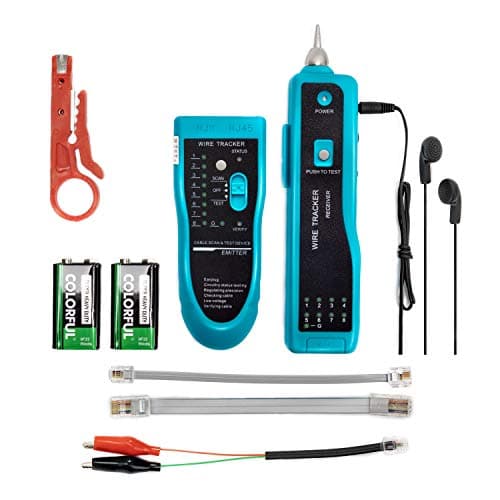 Image of 9 in 1 Network Cable Tester with Battery,Wire Tracker RJ45 RJ11 LAN Cable Toner Telephone Line Finder Cat5 Cat6 Ethernet Cable Tracer Kit Sensitivity-Adjust Continuity-Check for Cable Collation