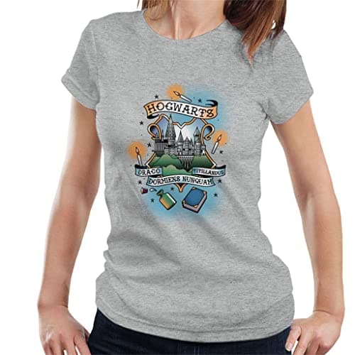 Image of All+Every Harry Potter Hogwarts Draco Dormiens Nunquam Titillandus Women's T-Shirt Heather Grey