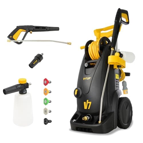 Image of V-TUF V7 Electric Pressure Washer, 110V, 150 Bar, 7L/min, Heavy Duty, 10m Hose Reel, Professional Accessories, Metal Fittings, Snow Foam Cannon