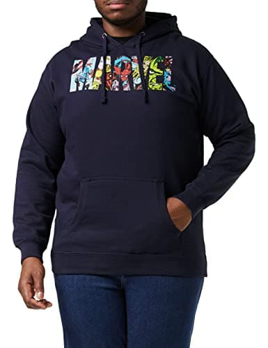 Image of Marvel Men's Logo Characters Hoodie, Blue (Navy Navy), S UK