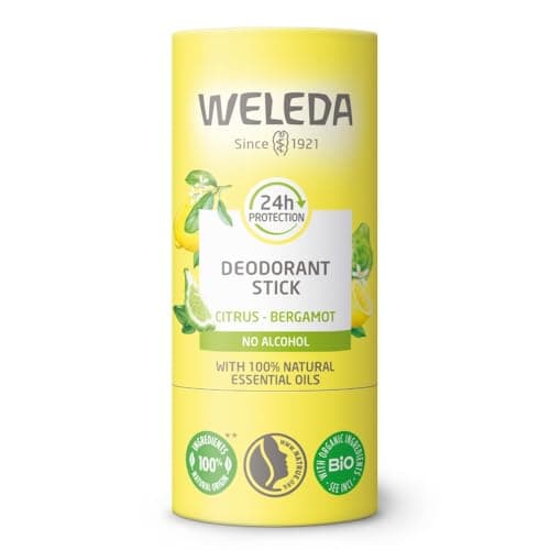 Image of Weleda Deodorant Stick Citrus & Bergamot, alcohol & aluminium free, 24hr long-lasting protection, natural essential oils, vegan, sustainable plastic-free packaging, 50g