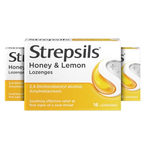 Image of Strepsils Honey and Lemon , 16 Throat Lozenges X 3, 48 Total, Sore Throat Relief, Soothes Throat, Relieves Throat Irritation, Fast Acting, Effective Relief, Sore Throat, Medication