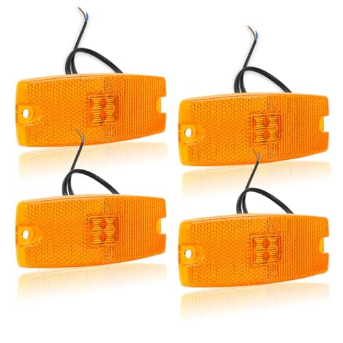 Image of Qiping 4 Pack 12V 24V Orange LED Marker Lights, Yellow Amber Side Position Light Signal with E-Mark, Include Cushion Sponge Gasket, Mounting Screws