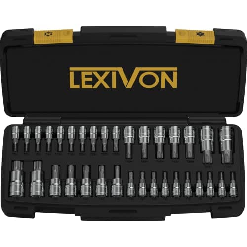 Image of LEXIVON Master TORX Bit Socket Set, Premium S2 Alloy Steel | Complete 34-Piece, Solid Star & Tamper Proof T6 ~ T70 | Enhanced Storage Case (LX-149)