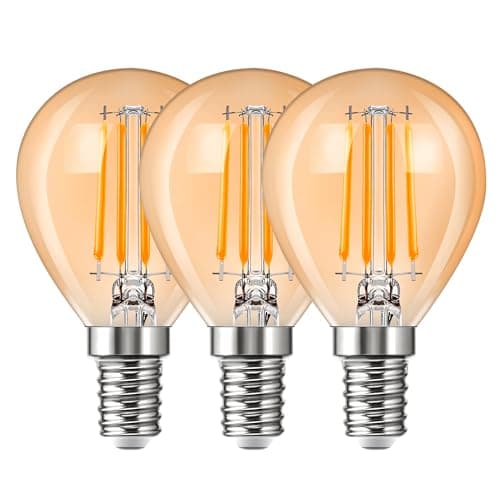 Image of EvaStary E14 LED Filament Golf Ball Light Bulb, 6W 2200K Vintage Amber SES E14 Small Screw Bulb (60W Equivalent), Home Ceiling Chandelier Energy Saving Lightbulbs, 3 Pack