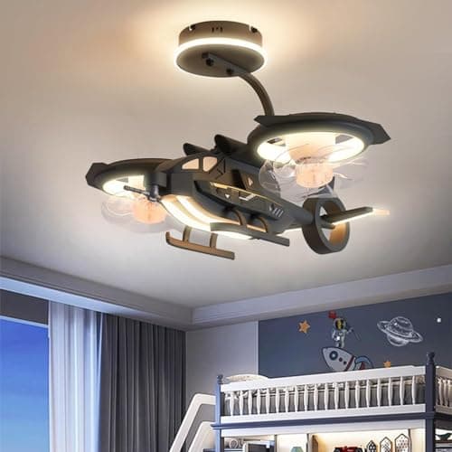 Image of Pendant Light,Helicopter Pendant Lamp for Children's Room, Ceiling Fan for Bedroom, Ceiling Fan with Lamp, LED Pendant Lamp for Decoration, Creative Ceiling Accessories, Tricolor L