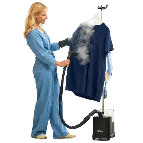 Image of Fridja f1600 Commercial Clothes Steamer - Powerful 2200W Premium Garment Steamer Machine - Dual Steam Settings & 4L Water Tank for Rapid Wrinkle Release - Suitable for All Fabrics - Matt Black