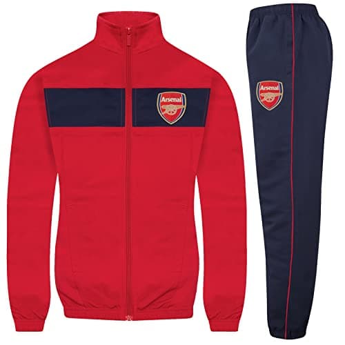 Image of Arsenal FC Official Football Gift Boys Tracksuit Set Red 10-11 Years