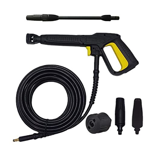 Image of Aim Tools High Pressure Washer Gun Compatible with Karcher Pressure Washers + 5M Hose with Brass Quick Connect Fittings + Rotating Turbo Nozzle + Adjustable Spray Nozzle + Quick Connect Adapter