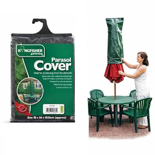 Image of ZINNIAUK Kingfisher Parasol Cover, Waterproof Outdoor Patio Umbrella Cover, UV Treated, Heavy Duty Garden Furniture Protector with Drawstring, All Weather Protection - 28 x 28 x 153cm (Approx.)