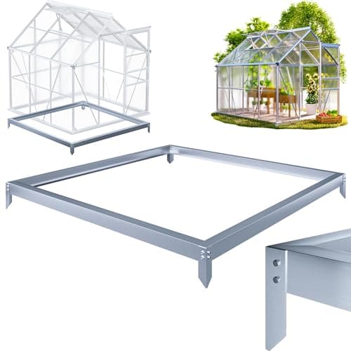 Image of Gardebruk® 6x6ft Greenhouse Base | Galvanised Steel Foundation Frame with Ground Anchors | 190x190cm | Sturdy Rust-Proof Garden Green House Fixing Weather Resistant
