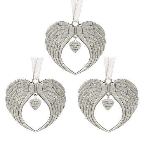Image of AIXITONG 3 Pcs Angel Wings Memorial Ornament Hanging Bauble Stylish Tree Hanging Pendants for Tree in Our Memory Hanging Ornaments Home Decor Gifts