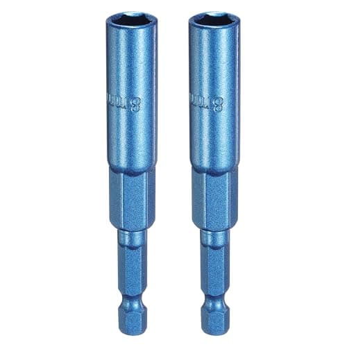 Image of sourcing map 2pcs Nut Driver 8mm Hex Drive Socket CR-V Steel Power Screw Drill Bits Socket Wrench Tools with 1/4" Quick Change Hex Shank for Power Drills Impact Drivers, Blue