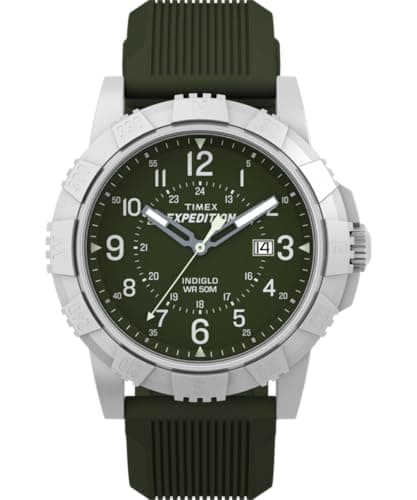 Image of Timex Men's Expedition Ridge 43 mm Watch - Green Silicone Strap with Green Dial TW4B32100