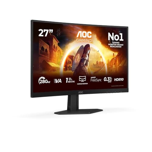 Image of AOC gaming C27G4ZXE - 27 Inch Curved FHD Monitor, 280Hz, 0.3ms, Fast VA, HDR10, Esports base, low Input Lag, FreeSync (1920 x 1080,300 cd/m2, HDMI 2.0 / DP 1.2)