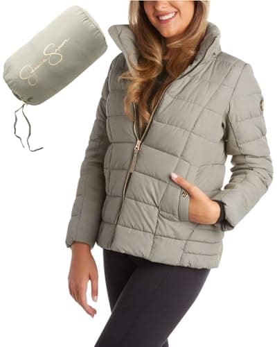Image of Jessica Simpson Women's Winter Jacket - Packable Quilted Puffer Jacket - Heavyweight Insulated Outerwear Parka Coat (S-XL), Sage, Large
