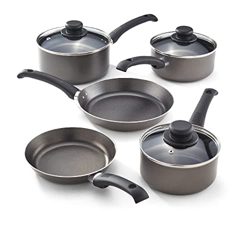 Image of Judge Everyday 5 Piece Cookware Set, Non-Stick Pot Set, 5-Pieces 16cm 18cm 20cm Saucepans, 20cm 24cm Frying Pans, Aluminium Pots with Heat Resistant Handles, Not Suitable for Induction Hobs