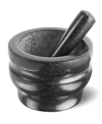 Image of Cole & Mason Worcester Black Pestle & Mortar 18cm | Spice Grinder/Herb Grinder | Granite | Large Pestle and Mortar Set | 2 Year Guarantee