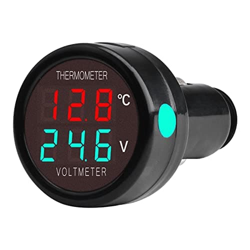 Image of VOKTTA Digital Car Voltmeter Thermometer DC 12V 24V 36V,2 IN 1 Battery Voltage Temperature Meter Monitor Tester Gauge Indicator For Auto Car Truck Bus (Red&Green)