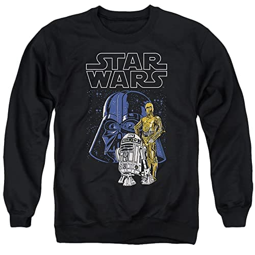 Image of Cotton Soul Star Wars Darth Vader And Droids Crew Sweatshirt, Black, XXL