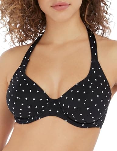 Image of Freya Jewel Cove Halter Bikini Top Black Black 30DD