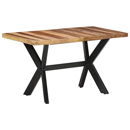 Image of vidaXL Solid Acacia and Rubberwood Industrial-Style Dining Table with Honey Finish - Handmade, Sturdy Construction for Kitchen or Dining Room