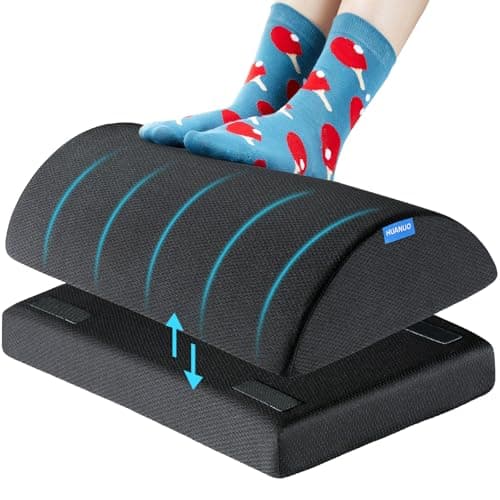 Image of HUANUO Footrest with Memory Foam, Foot Rest Under Desk at Work, Adjustable Desk Footrest for Office Chair, Ergonomic Foot Stool for Office, Home, Travel