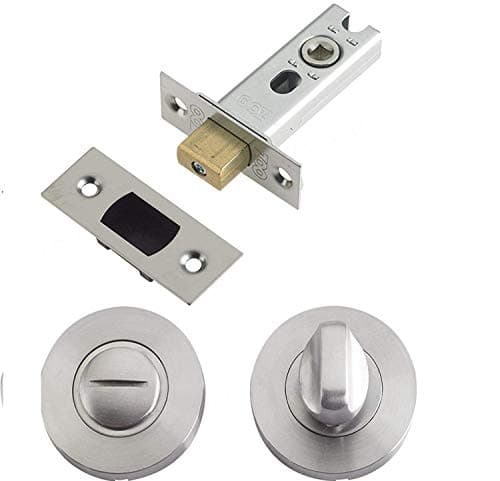 Image of Bathroom Toilet Door Mortice Tubular Deadbolt 64mm with Turn and Release Satin Stainless Steel Zoo Hardware