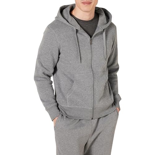 Image of Amazon Essentials Men's Full-Zip Fleece Hoodie (Available in Big & Tall), Light Grey Heather, L
