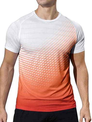 Image of Men’s T-Shirts Gym Running T Shirts for Men Moisture Wicking Athletic Sport Breathable Tops Quick Dry Short Sleeve Workout T-Shirt Orange L