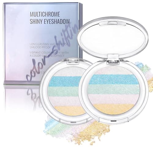Image of Eyeshadow Highlighting Palette With Five Shimmering Pearl Finishes - Dynamic Colour Shift Holographic Iridescent Glitter For Eye And Face Makeup Long Lasting Waterproof Formula (Aqua Glow)