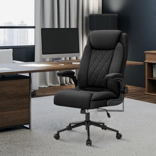 Image of Youhauchair Ergonomic Office Chair, Desk chair with high backrest, 200KG Swivel chair for Heavy People, Fiber Fabric Material Computer Chairs, Office Chairs for Home, Black