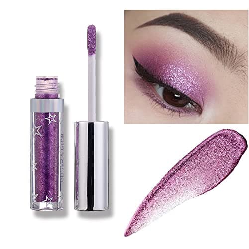 Image of Weixinbuy 12 Colors Liquid Eyeshadow Glitter Metallic Eyeshadow Shining Shimmer Glitter Highly Pigmented Liquid Eyeliner Waterproof Long Lasting(105#Dare)