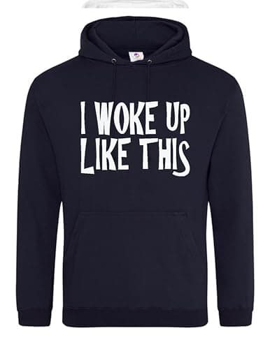 Image of Moonbow I Woke Up Like This Hoodie Navy – Funny Unisex Pullover Sweatshirt – Trendy Casual Streetwear for Men & Women – Comfortable & Warm, Oversized Look, for Friends, Teens & Fashion Lovers