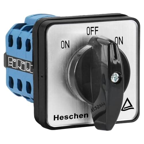 Image of Heschen Universal Rotary Cam Selector Changeover Switch, SZW26-20/B303.3, (ON)-Off-(ON), Momentary Type, 660V 20A, 3 Position 3 Phase 12 Terminals