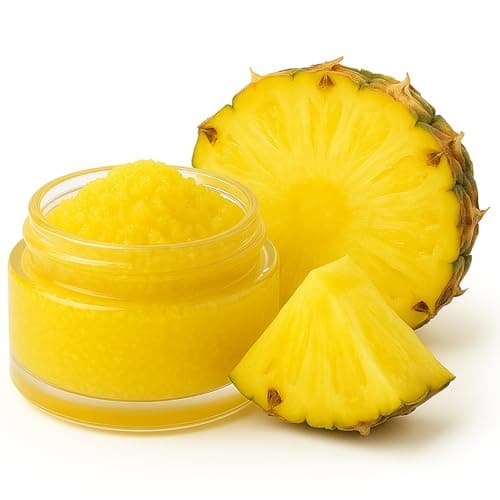 Image of Sugar Lip Scrub - 30g Pot - 15 Delicious Flavours - Made With Natural Jojoba Oil for Soft, Smooth Lips - Vegan Friendly - Puddle of Wax - Made in the UK (30g, Pineapple)