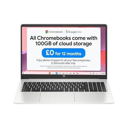 Image of HP Chromebook 15.6"| Intel Celeron N4500 Processor|4 GB RAM | 64 GB eMMC |Intel UHD Graphics | HD 16:9 Display | Up to 11hrs battery | Chrome OS | Dual Speakers | Mineral Silver| 15a-na0002sa