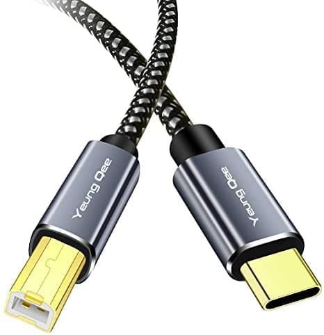 Image of Yeung Qee USB C to USB B Printer Cable 0.5M, Braided High Speed USB Type C to USB 2.0 Type B Printer Scanner Cable Compatible with Brother,HP,Lexmark, Dell, Fax,Samsung etc (0.5m)