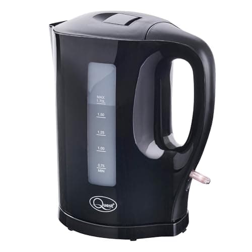 Image of Quest 1.7 Litre Electric Kettle/Black/Cord Storage/Water Level Indicator/BPA Free/Automatic Cut-Off/Student Essentials for University